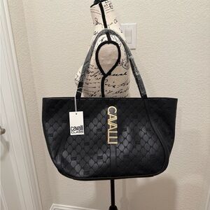 New With Tags Cavalli Class Black Embossed Tote